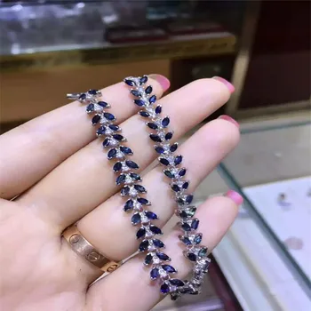 

KJJEAXCMY fine jewelry 925 Pure silver inlaid with natural sapphire diamond lady bracelet