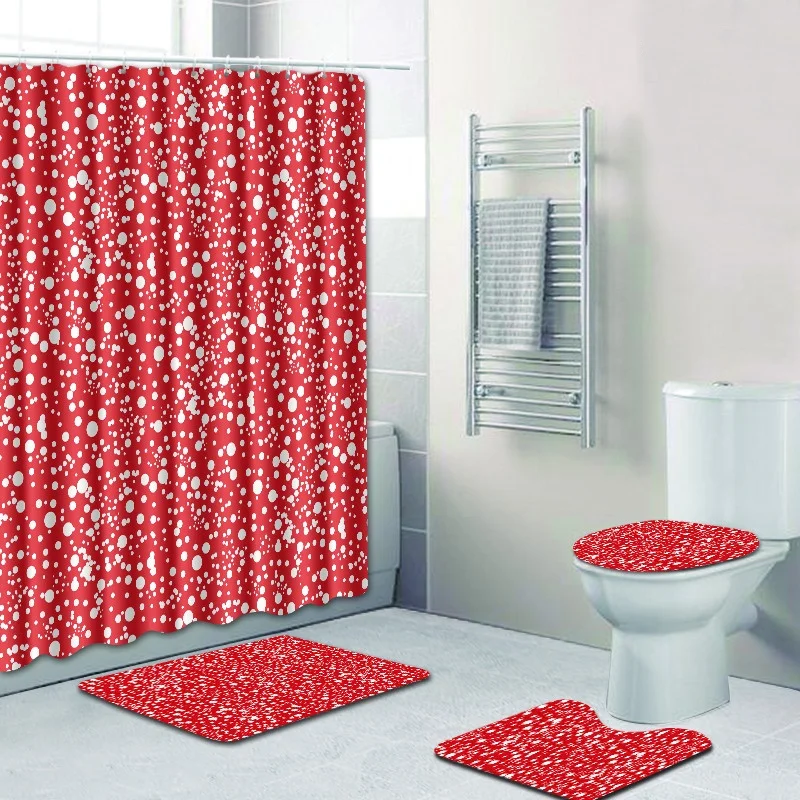 Free Shipping 4pcs Snowflakes Rose Dots Red Banyo Paspas Bathroom Carpet  Toilet Bath Mat Set Tapis Salle De Bain Alfombra Bano - AliExpress