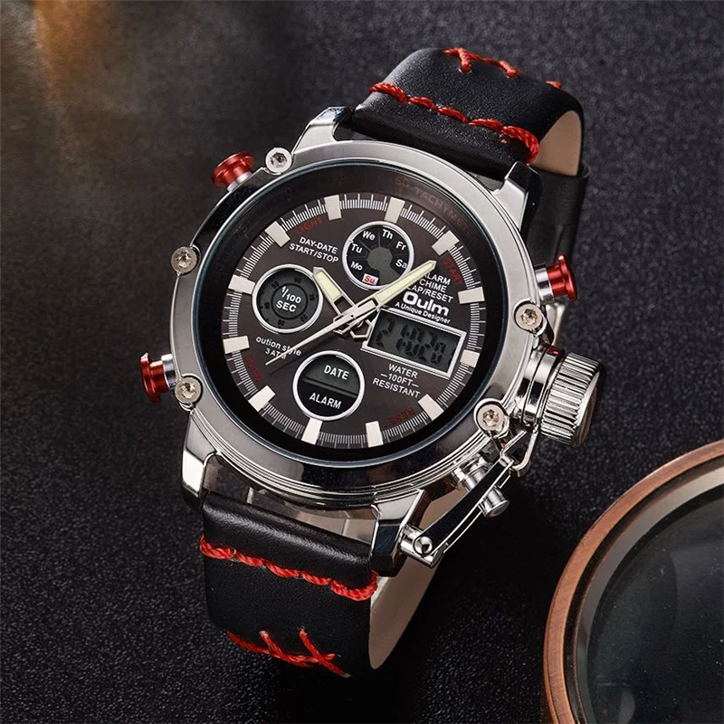 OULM Мужские s часы лучший бренд класса люкс водонепроницаемые 24 часа дата Кварцевые часы мужские кожаные спортивные наручные часы мужские водонепроницаемые часы