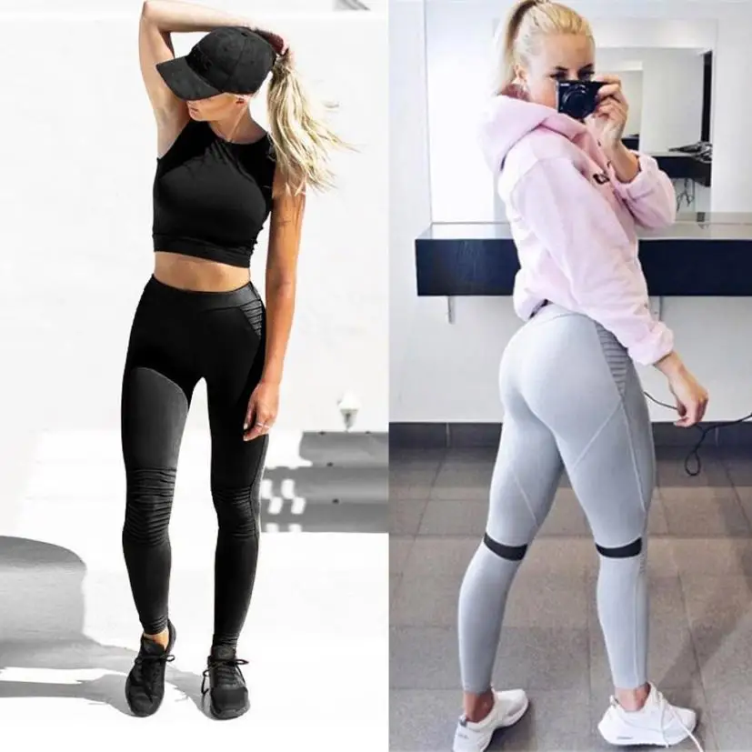 

Women Mesh Splice Patchwork Workout Leggings Fitness Sports Gym Run Sportswear Sweatpants Athletic Pants flexible track trousers