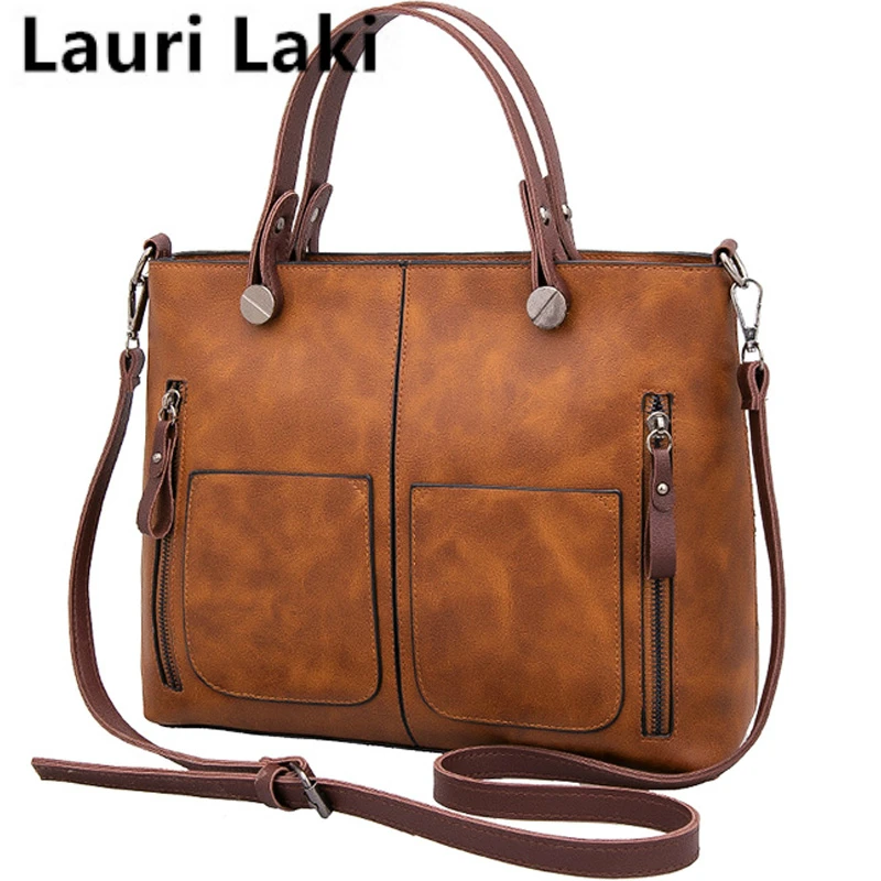 

Lauri Laki Women Large Totes Leather Handbags Female Vintage Tote Bag Ladies Big Shopping Bags Ladies Hand Bags for Women 2018