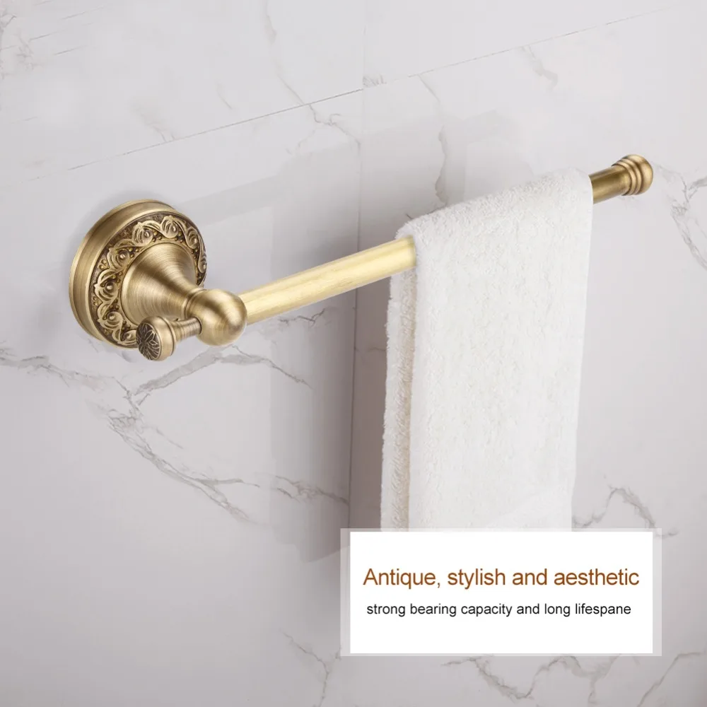 

1Pcs Towel Holder Antique Brass Bathroom Towel Holder Rack Single Pole Bar Clothes Hanger Shelf Wall Mount.