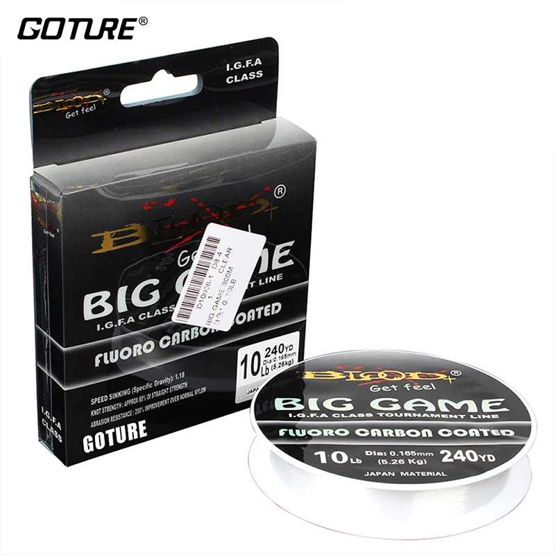 Goture BIG GAME Leader Fluorocarbon Coated Fishing Line 1 9 240 330YD Fishing Cord Transparent