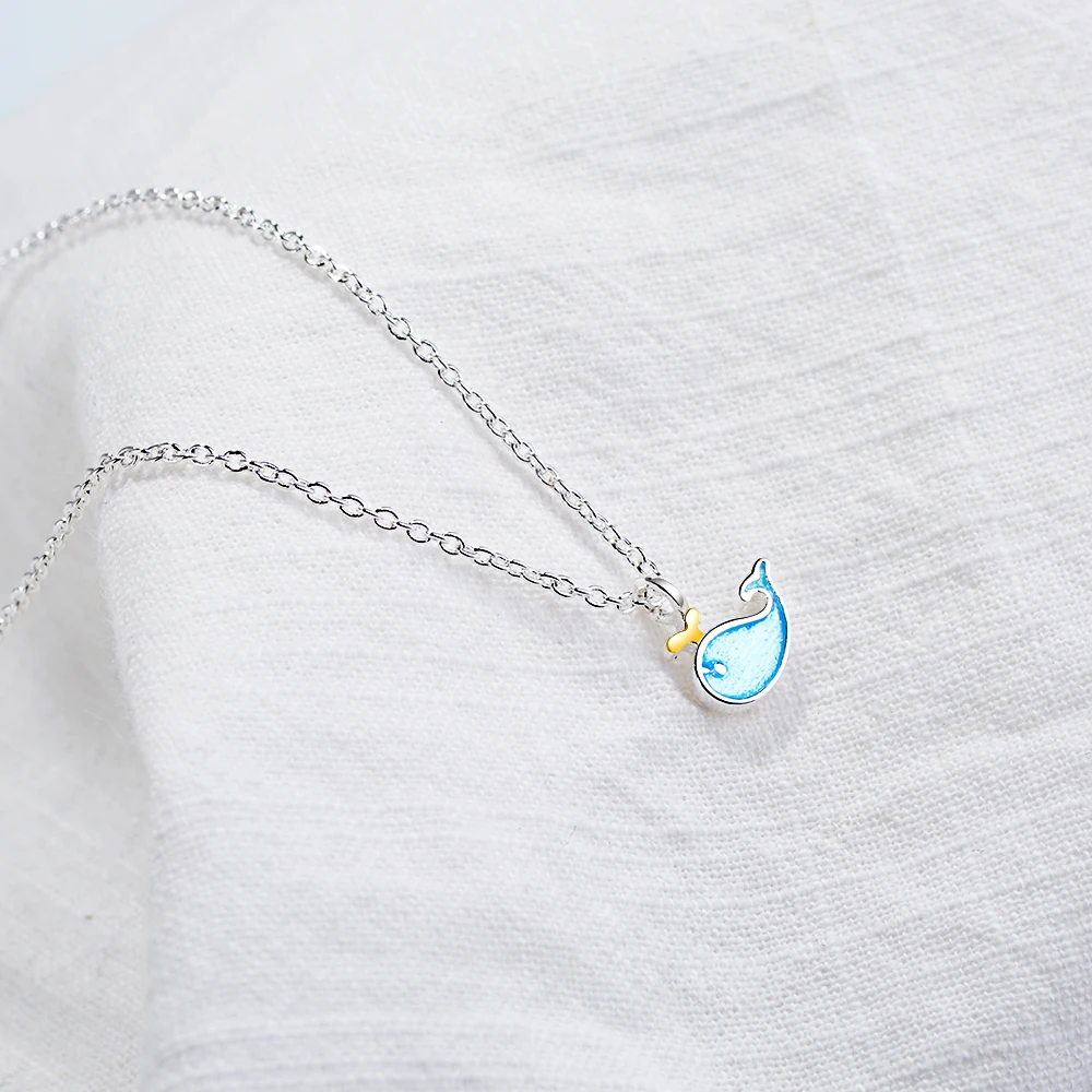 Todorova Прекрасный Синий Эмаль китообразных кулон с изображением Кита ожерелье рыба чокер ожерелье для женщин девочек мода животных Ювелирные изделия