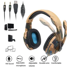 Игровые наушники камуфляж бас гарнитура с микрофоном светодиодный светильник для ПК мобильного телефона для ПК ноутбука для PS4 Slim