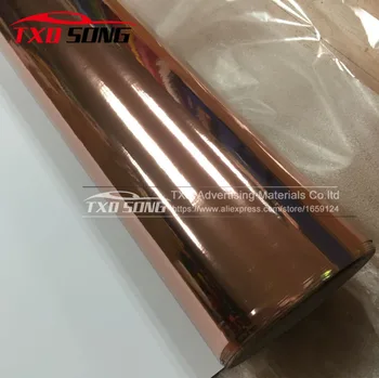 شراءGood Quality 1.52x20m/Roll Waterproof UV Protected Rose Gold Mirror Chrome Vinyl Wrap Sheet Film Car Sticker Decal Air Bubbules