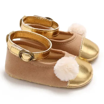 

Baby The First Walker Shoes Baby Shoes Girls Cute Small Pompom Stitching Princess Baby Soft Bottom Toddler Shoes