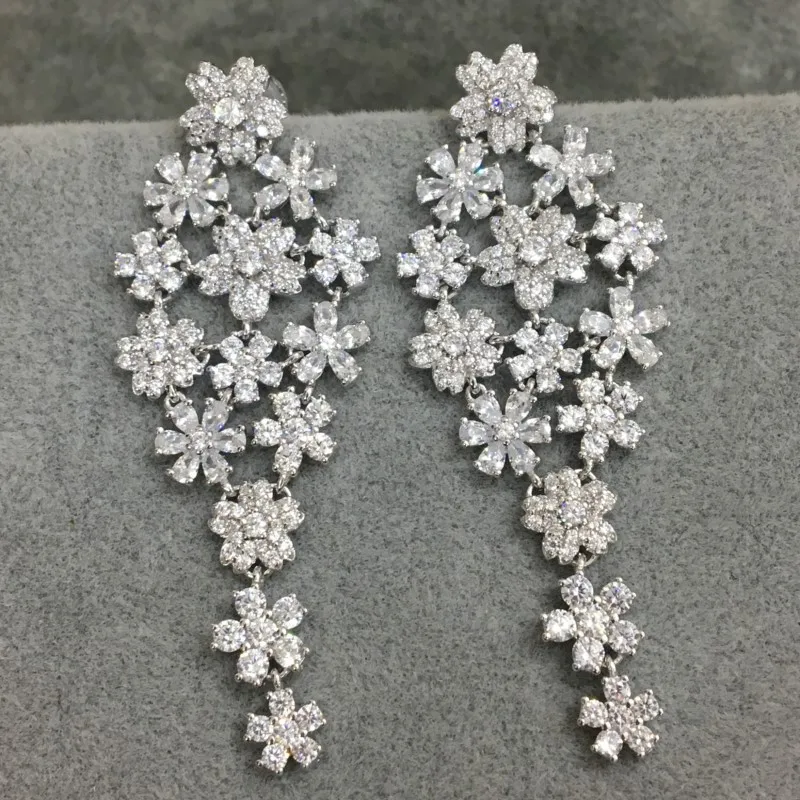 

Fits Monaco Jewelry Charm Ladies Jewelry Lovers Party Gift 925 Sterling Silver Earrings with Zircon Flower-shaped Earrings