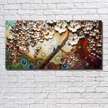 

Hand Painted Abstract knife Flower Oil Painting Wall Pictures On Canvas Modern Home Decorative Art for Living Room no Framed