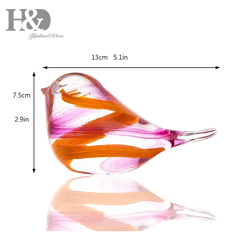 H&D 9 Styles Glass Blown Paperweight Bird Craft Unique Handmade Fancy Collectibles Gifts for Wedding Office Decor