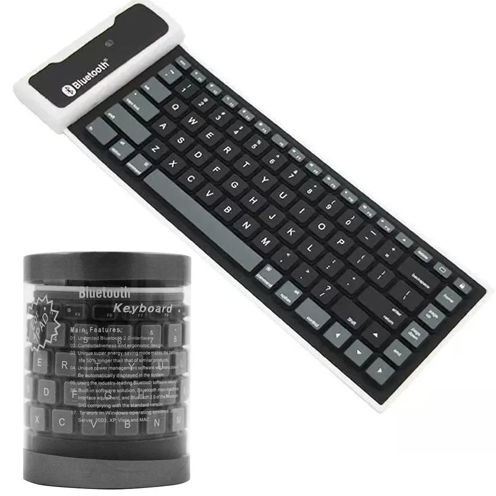 

Wireless Flexible Bluetooth Silicone Roll Keyboard Portable Wireless Bluetooth Soft Silicone Keyboard For Desktop Laptops