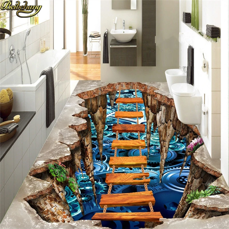 beibehang Custom Wallpaper Floor Painting 3D Scratch Gear High Definition 3D Flooring papel de parede