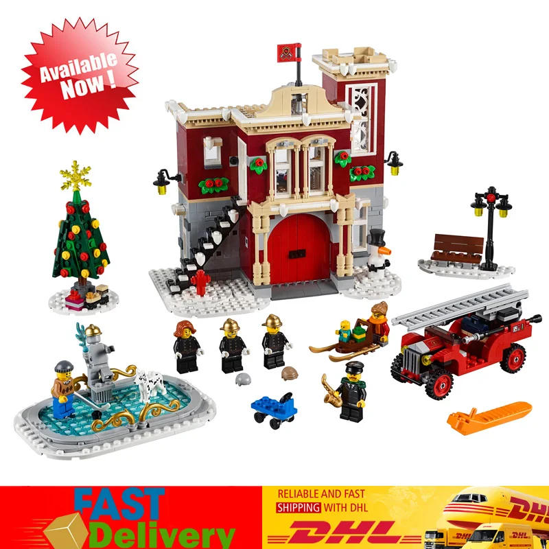 

Compatible LegoINGlys 10263 Creator The Winter Village Fire Station Model Bricks Blocks Toys for Children Christmas DIY Gifts