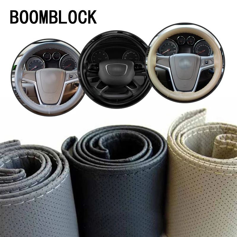 

BOOMBLOCK 38cm Car Covers Steering Wheel Leather For Inifiniti Kia Rio 3 K2 Sportage Ceed Ford Fiesta Mondeo Suzuki Accessories