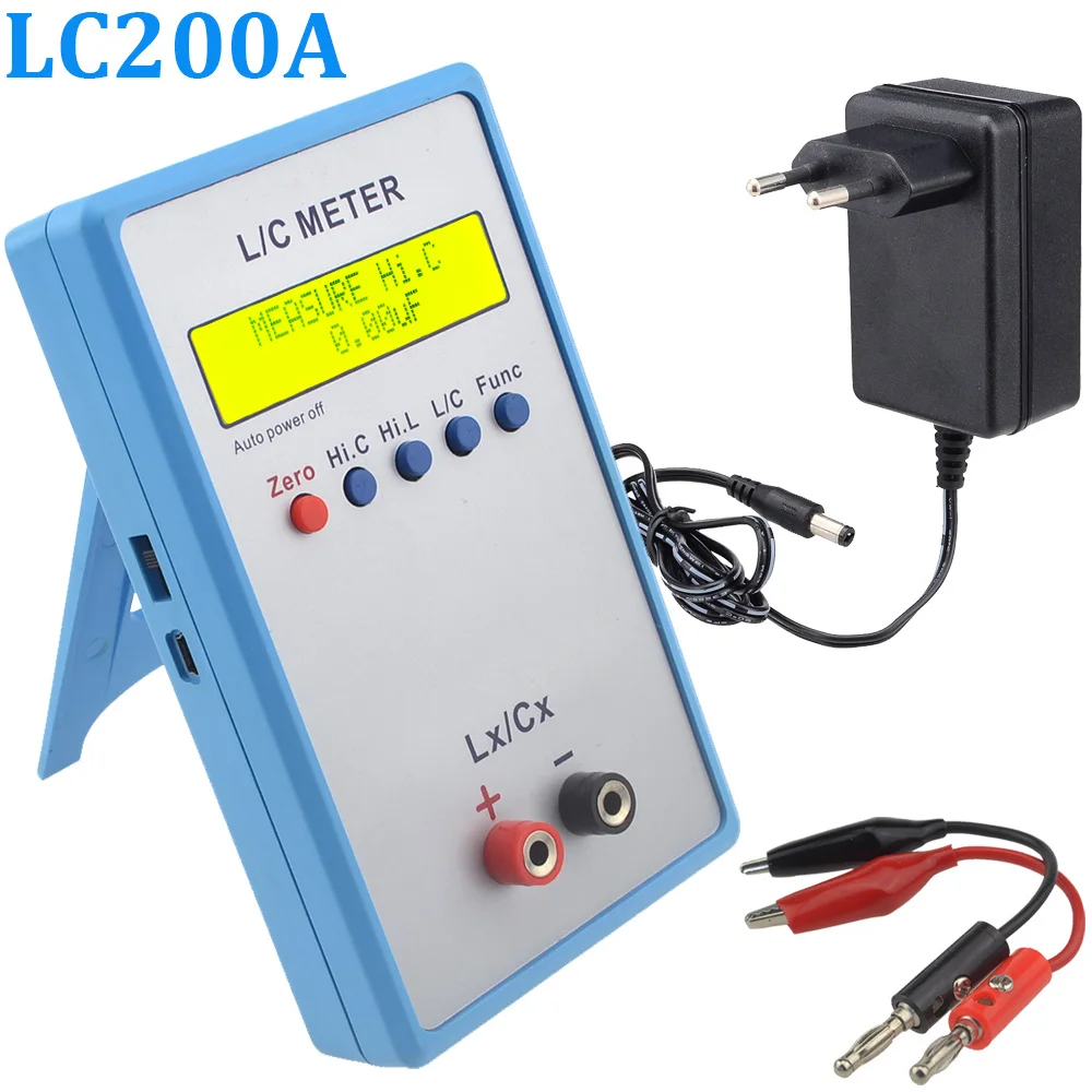 LC200A ручной L/C метр инструмент для измерения емкости и индуктивности Цифровой мост LCR стол желтый ЖК-дисплей Дисплей инструмент для измерения емкости и индуктивности