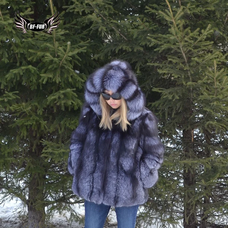 Женская Шуба из натурального меха BFFUR зимняя шуба лисы верхняя одежда размера