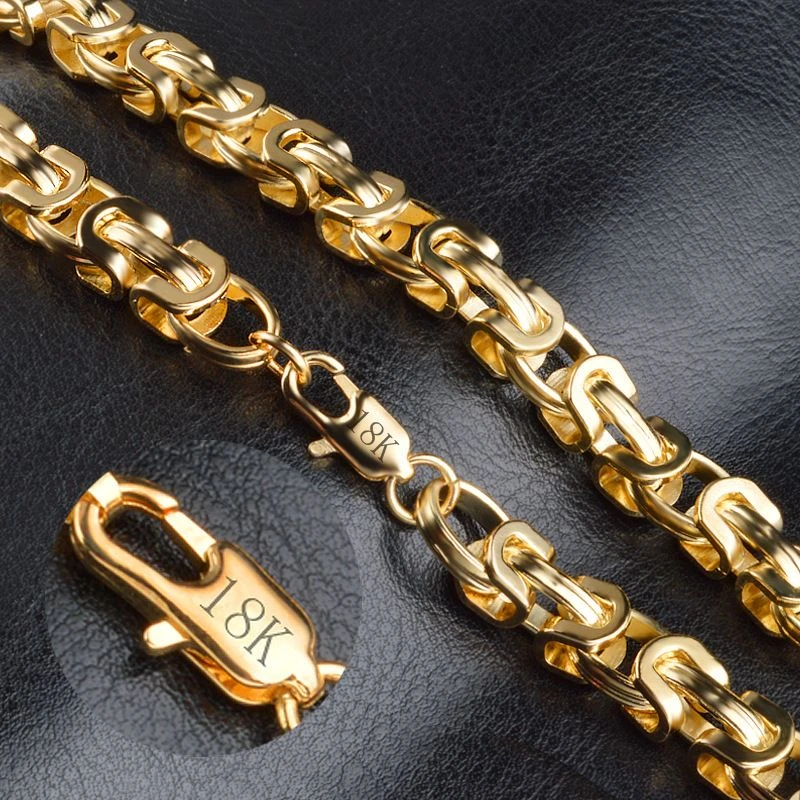 18 Men S Jewelry 9mm 50cm Stamp Gold Necklace Fat Vacuum Plating High Quality Shipping Necklace Aliexpress