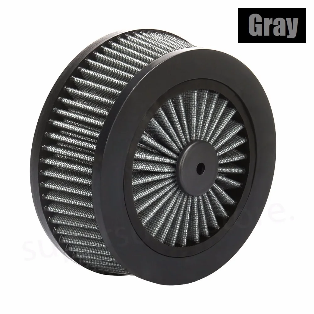 Round Washable Air Filter Cleaner Red Element Replacement Filter Flow Kit (9" X 3