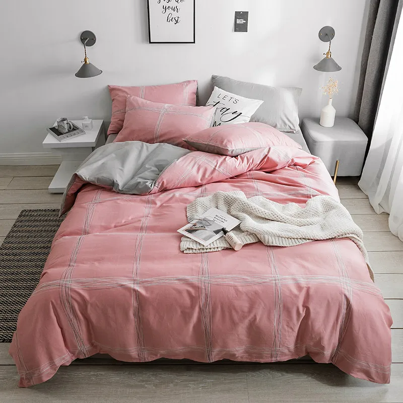 

Stylish Red Big Plaid Pattern Bedding Set 3/4Pcs Comforters Duvet Covers Double Adult Bed Sheet Set Bedspread Queen Bed Linens