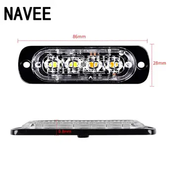 

Waterproof 4LED 12W Car Truck Motorbike Dual Color Strobe FlashEmergency LightBar Lamp white+yellow