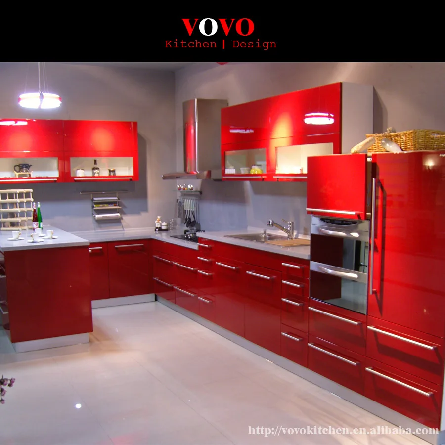 Kitchen Cabinet With Red Uv Base Cabinet In Kitchen Cabinets From