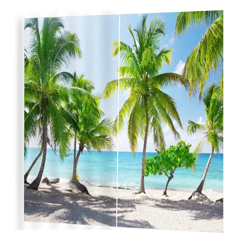 

Fresh Coconut Tree Pattern Modern Design Curtain for Home Kitchen Living Room Bedroom Curtain for Window Decoration