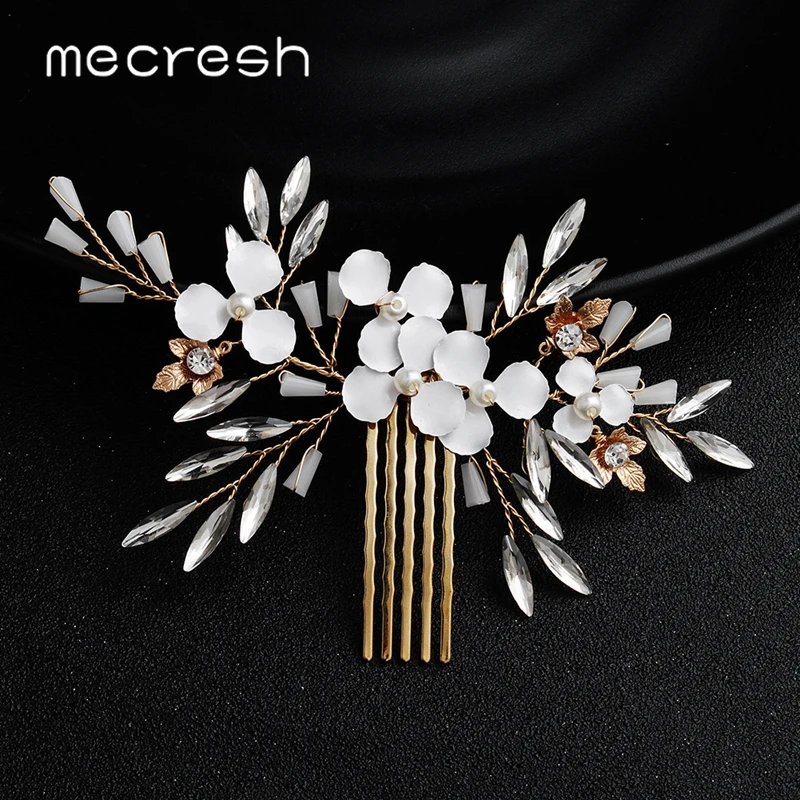 

Mecresh Elegant Marquise Crystal Wedding Hair Comb / Pin Flower Hair Ornaments Princess Headpiece Bridal Hair Accessories FS267