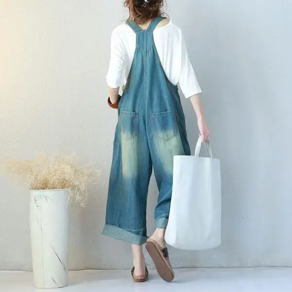 HOT Fashion Women Girls Loose Embroidery Jumpsuit Strap Dungaree Denim Trousers Ladies Overall Pants Casual Playsuits Plus Size (1)