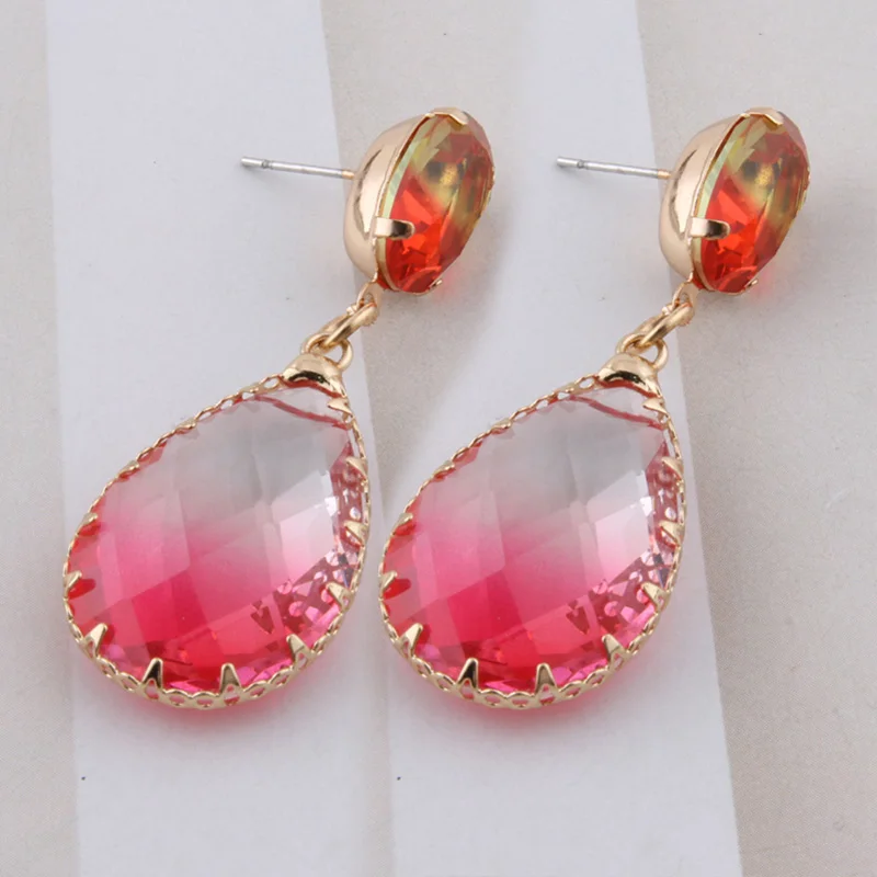 NeeFuWoFu Water Drop Earrings Glass earrings for women Big brinco Bohemian Crystal Earring Fashion Jewelry Gift Girl