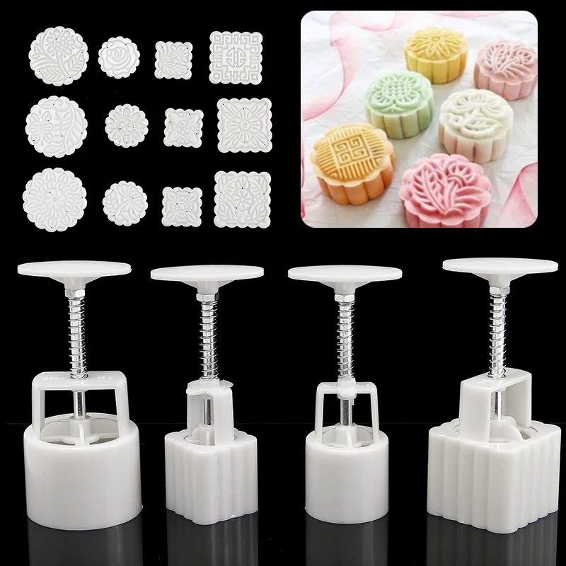 16pcs Moon Cake Fandant Decoration Mould 12Pcs Petals Templates 4pcs Moon Cake Mould Round Square Baking Pastry Tools Mayitr