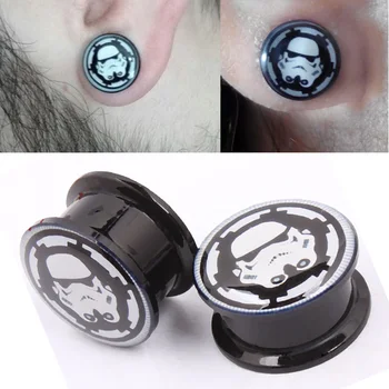 

2pcs Star War Mask Opener Ear Plug Tunnel Ear Tunnels Acrylic Plug And Tunnels Jewelry Septum Rings Unisex Body Piercing Jewelry