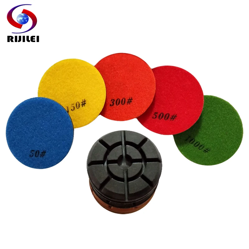 RIJILEI 7PCS/Set 4Inch Diamond Polishing Pad 100mm Concrete Floor Polishing Pads Terrazzo Ceramic Restoration Grinding Disc HF10 7pcs set 3inch diamond polishing pad 80mm dry wet concrete floor polishing pads terrazzo ceramic restoration grinding disc