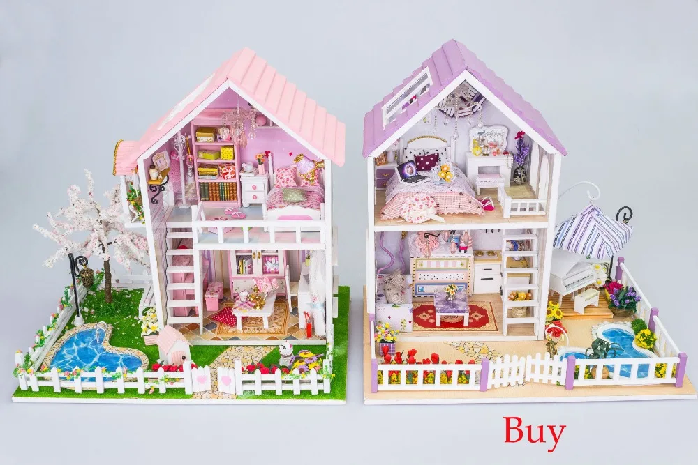 Новое поступление Мебель поделки Кукольный дом деревянный Miniatura Кукольные домики Мебель комплект DIY головоломки собрать кукольный домик Игрушечные лошадки для детей подарок