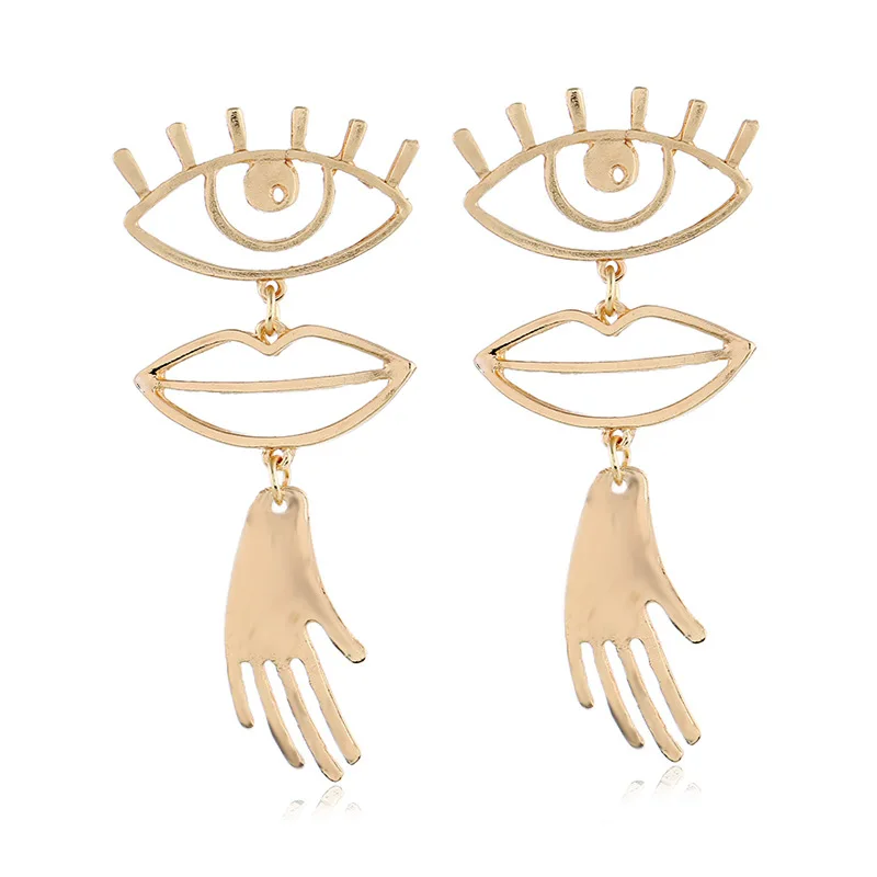 

Fashion jewelry exaggeration Interest Funny eye mouth hand tassel pendant earrings for women ear studs party accessories gifts