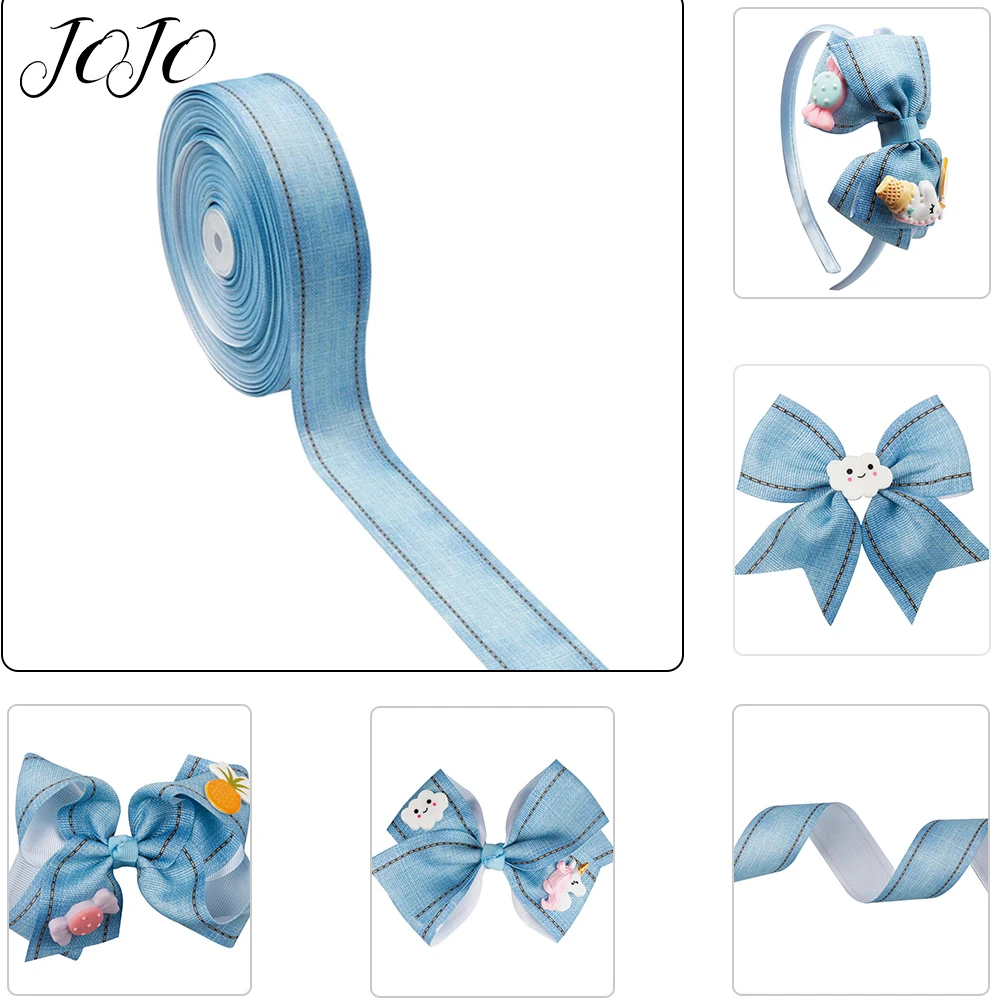 

JOJO BOWS 38mm 5y Cloth Ribbon For Craft Solid Denim Webbing For Needlework DIY Hairbows Tape Apparel Sewing Material Decoration