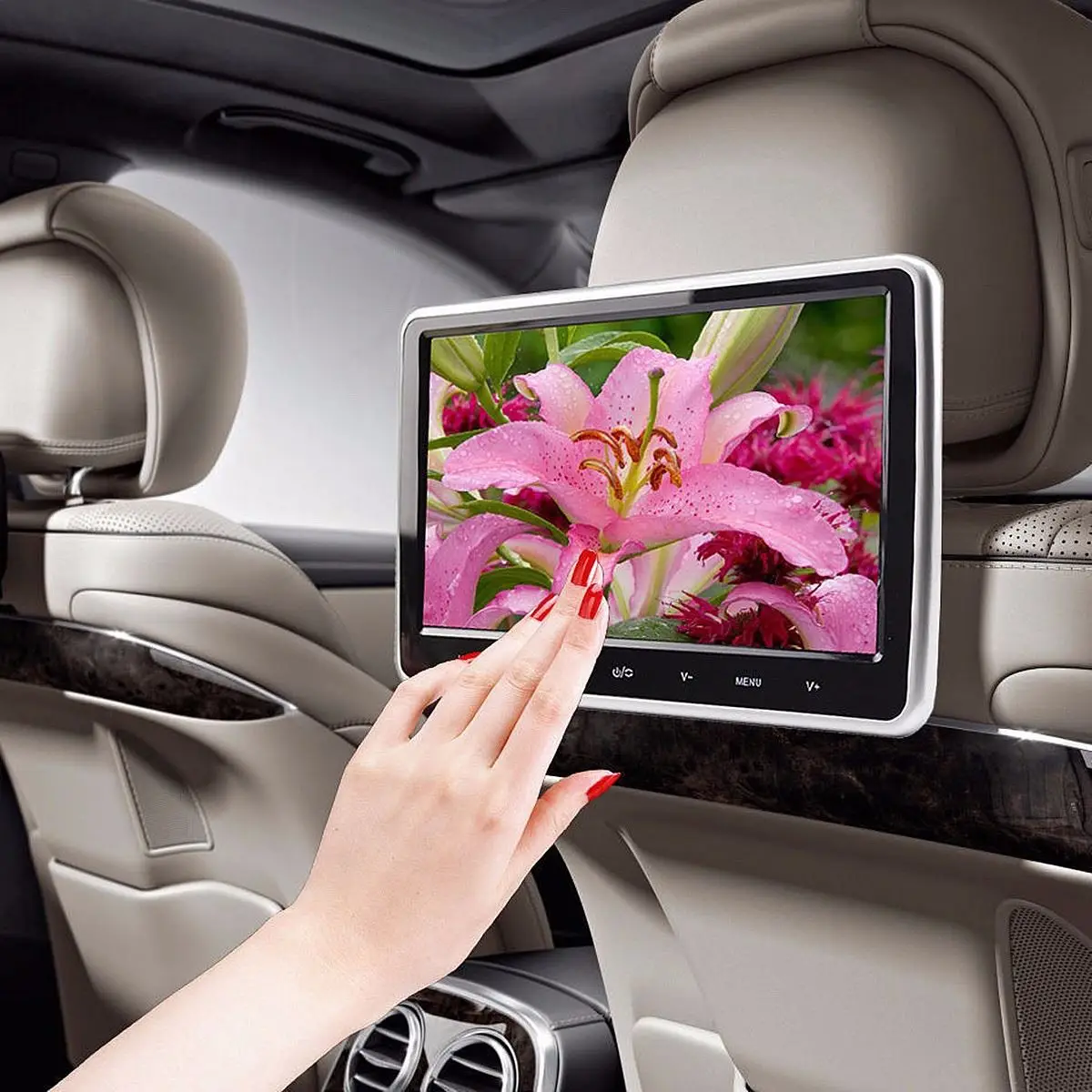 

1PCS 10.1 Inch 1024*600 Car Headrest Monitor DVD Player USB/SD/HDMI/FM TFT LCD Screen Touch Button 32 Bit Game Remote Control