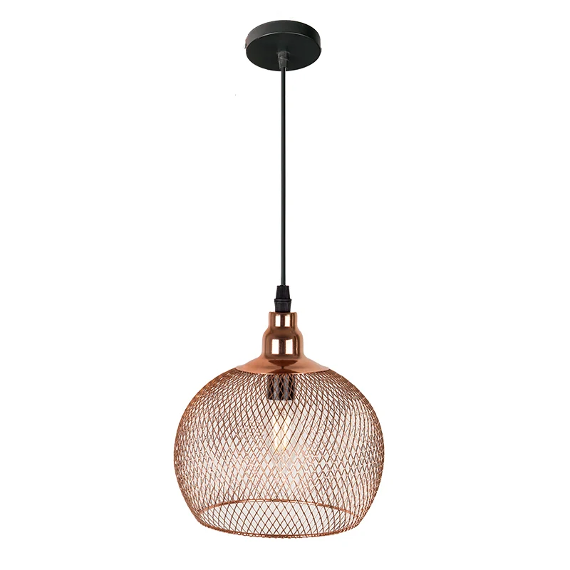 Гальванический современный подвесной светильник в металлической клетке, винтажный креативный подвесной светильник в клетку из розового золота E14 - Цвет корпуса: 4