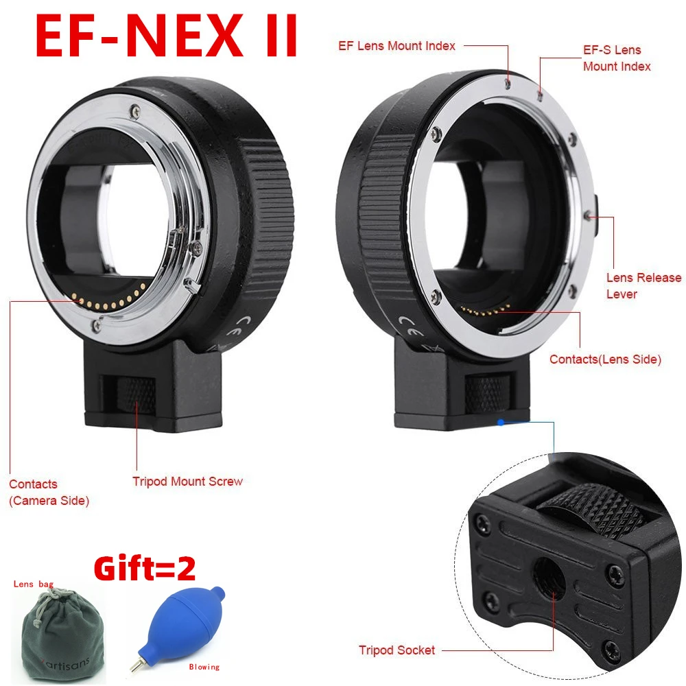 Переходное кольцо для объектива Canon EF автофокус AF NEX II крепление sony E 3N 5N 5R A7 A7R A7S A7II