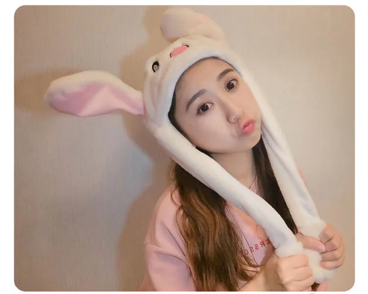 rabbit hat ear move moving rabbit hat ear hat toy white rabbit hat winter hat animal winter hats for women kids girls  (9)