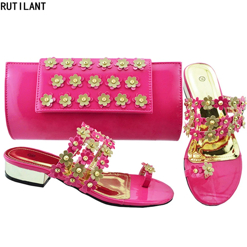 New Arrival Sales In Women Matching Shoes and Bag Set Decorated with