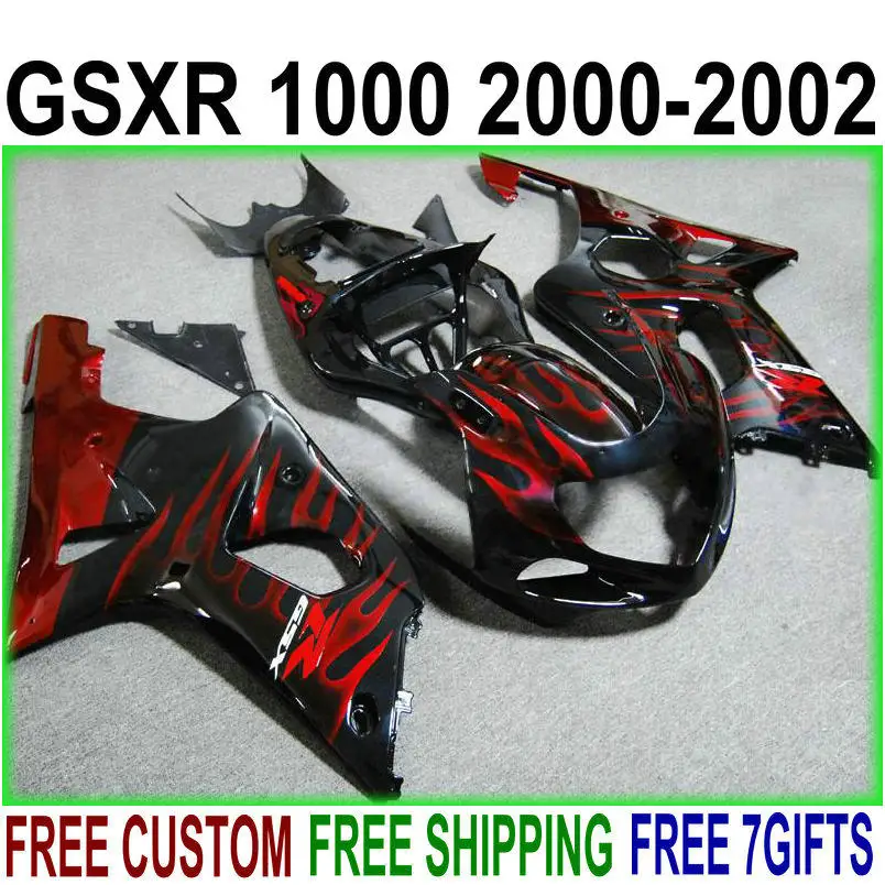 Горячая распродажа обтекатели для Suzuki gsxr1000 2000 2001 2002 K2 в красный пламя черный обтекателя комплект GSXR 1000 00 01 02 К1 IU42 Горячая распродажа обтекатели для Suzuki gsxr1000 2000 2001 2002 K2 в красный пламя черный обтекателя комплект GSXR 1000 00 01 02 К1 IU42