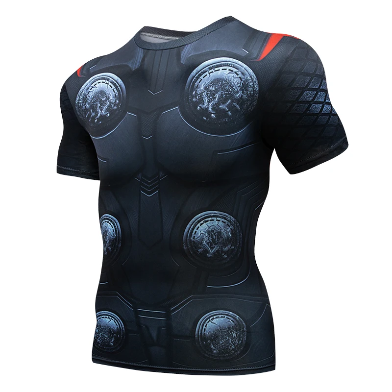 Marvel рубашка с супергероем компрессионное мужское Джерси деловой костюм велосипедная рубашка с коротким рукавом высокое дышащее нижнее белье Джерси Мужская ММА