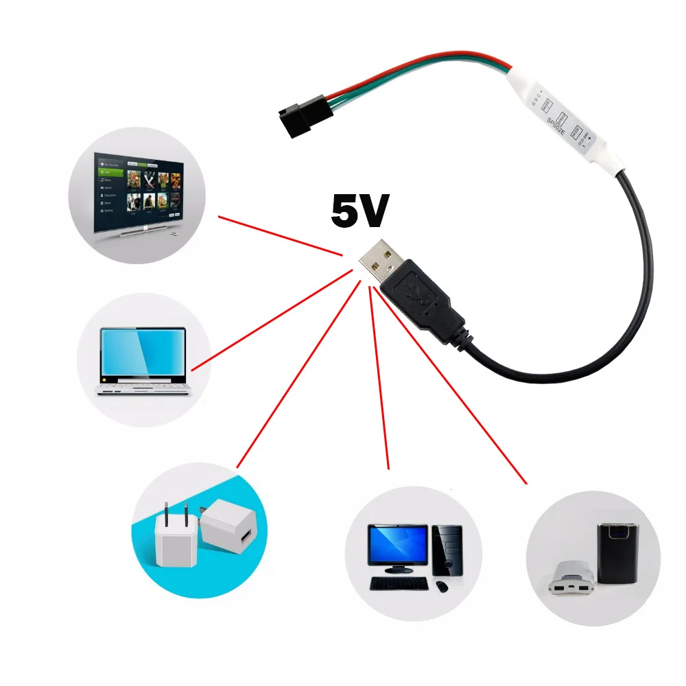 DC5V-24V светодиодный контроллер SP002E 3 клавиши мини пиксель диммер 3pin для WS2812B WS2811 WS2812 светодиодный пиксельный светильник Модуль разъем JQ