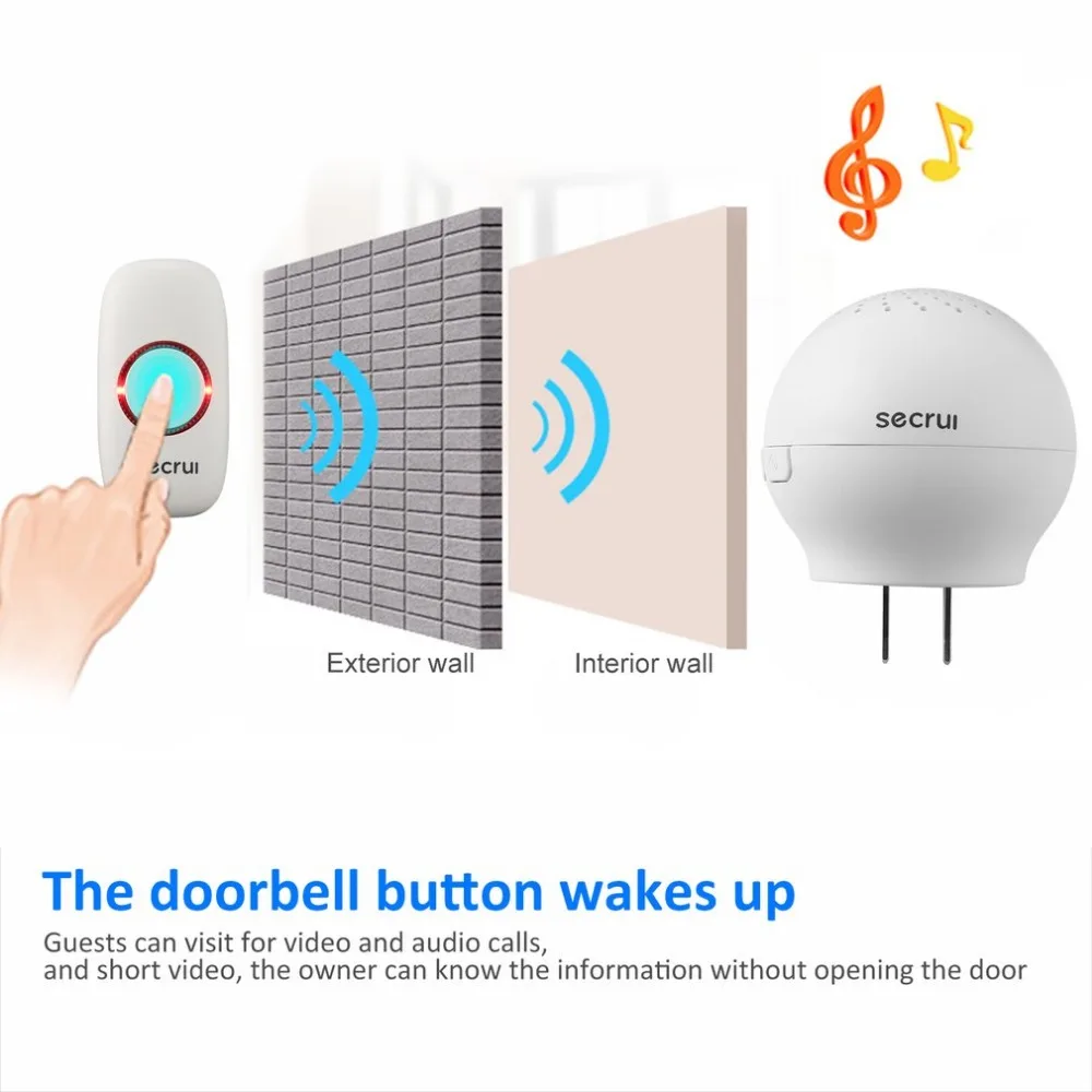 

SECRUI WM522 Wireless Doorbell 52 Songs Optional Customized Melody Smart Waterproof Door Bell System 433MHZ Chime Doorbell