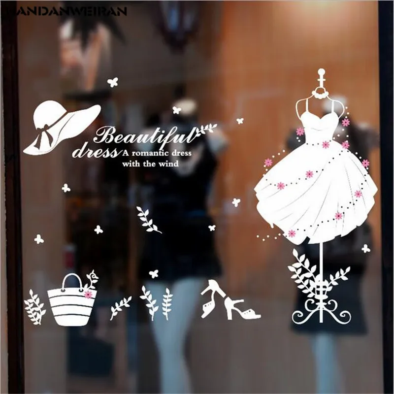 

1PCS Fashion girl shop clothing store creative fitting room decoration wall stickers bedroom self-adhesive wallpaper 50*70CM
