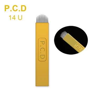 

100pcs Hard PCD 14U SHAPE Microblading Needles for Tattoo Permanent Makeup Eyebrow Blades Needles for Manual Tattoo Pen