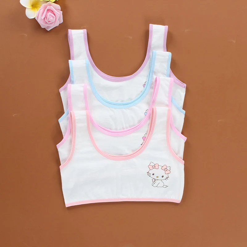 

Lovely Puberty Girls Summer Cartoon Print Seamless Training Bra Breathable Teenage Soft Cotton Underwear