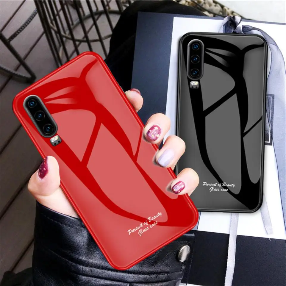 For Huawei P30 P20 P10 Pro Lite Plus P30Pro Case Cute Colorful Bright Solid Color Slim Glass Shell Mobile Phone Protection Cover |