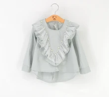 2016 New Long Sleeve Beading Ruffles Fall Blouse For Kids Baby, Princess Fashion Top 5 pieces/lot, Wholesale
