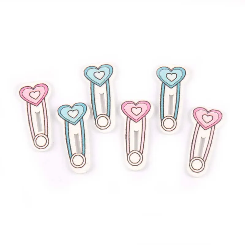 

20pcs No hole Unfinished blue/pink pin painting wood DIY decoration for home Scrapbooking Crafts Wooden Ornament 16x35mm M1949